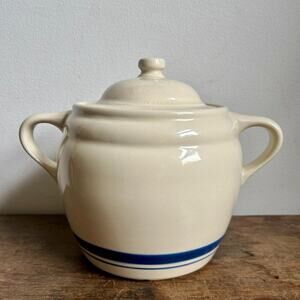 Vintage Roseville Pottery Friendship Blue Stripe Cookie Jar